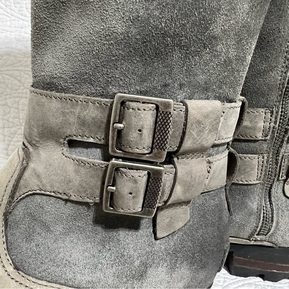 SOREL Lolla ll Waterproof Tall Distressed Grey Leather Boots, Size 7.5 - Picture 2 of 15